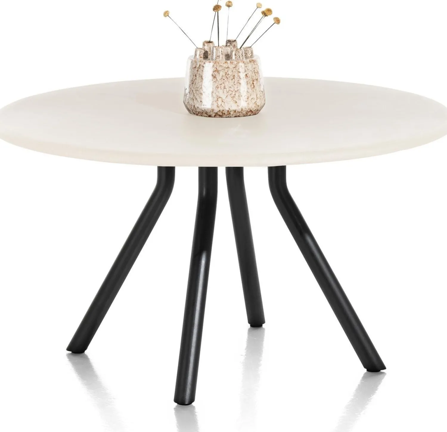 Houten Eettafels|Ronde Eettafels-XOOON Lund 4-poot Rond Eettafel Stone Skin