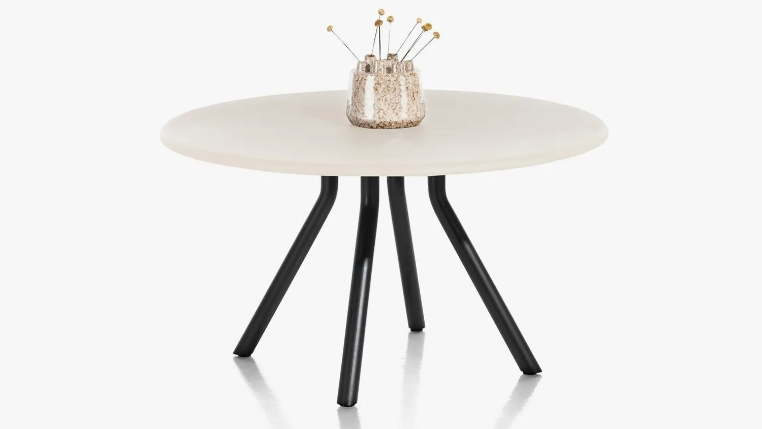 Houten Eettafels|Ronde Eettafels-XOOON Lund 4-poot Rond Eettafel Stone Skin