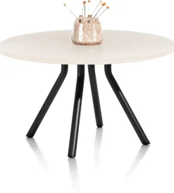 Houten Eettafels|Ronde Eettafels-XOOON Lund 4-poot Rond Eettafel Stone Skin