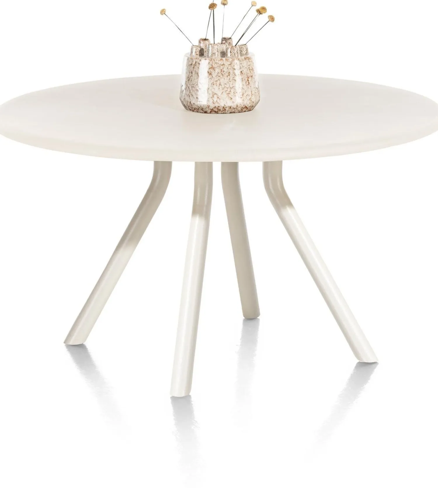 Houten Eettafels|Ronde Eettafels-XOOON Lund 4-poot Rond Eettafel Stone Skin