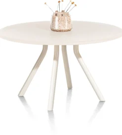 Houten Eettafels|Ronde Eettafels-XOOON Lund 4-poot Rond Eettafel Stone Skin