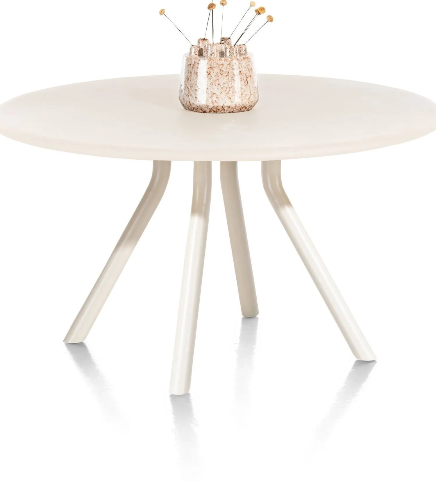 Houten Eettafels|Ronde Eettafels-XOOON Lund 4-poot Rond Eettafel Stone Skin