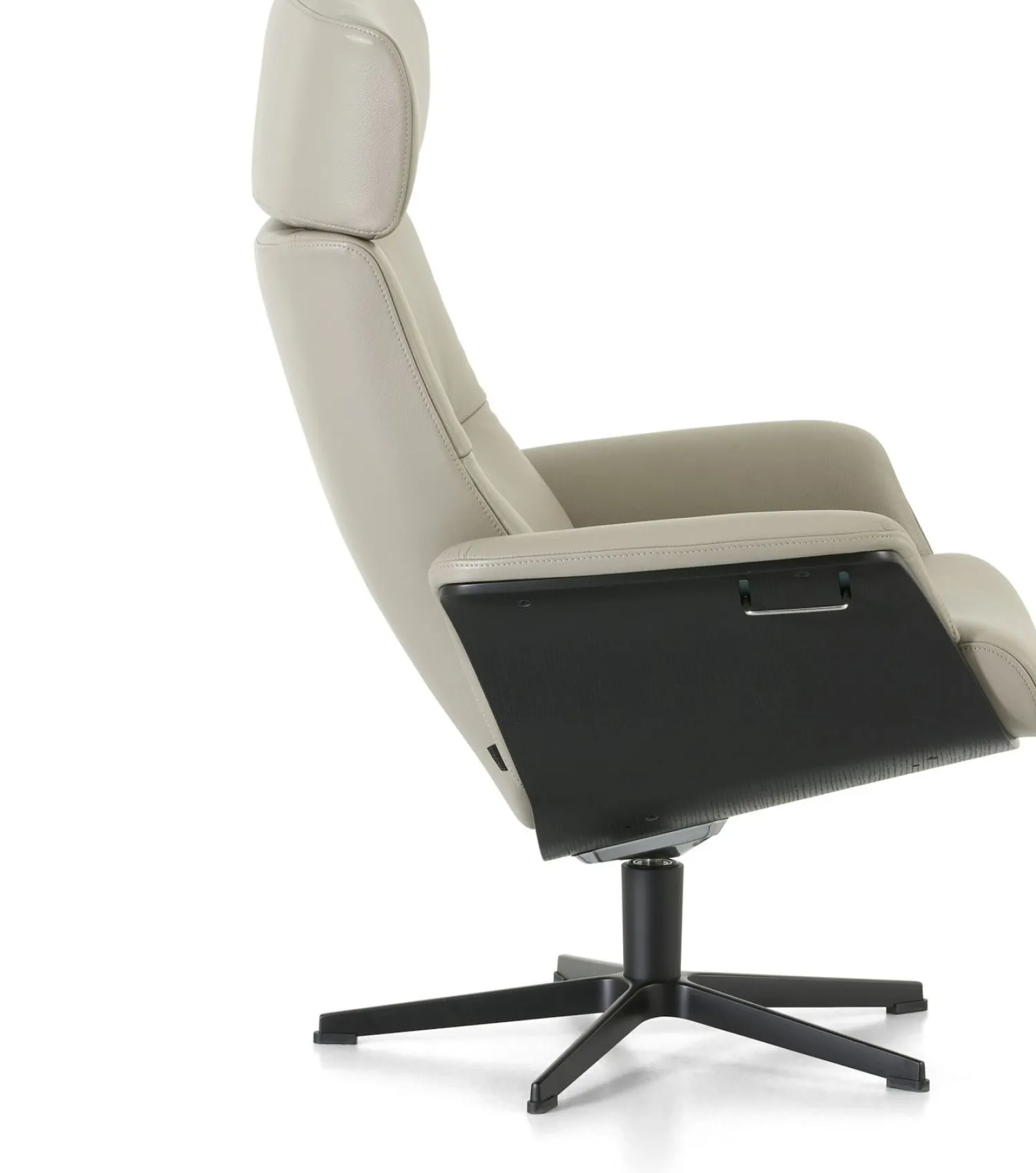 Leren Fauteuils|Relaxfauteuils-Montèl Luxor Relaxfauteuil + Hocker Cement