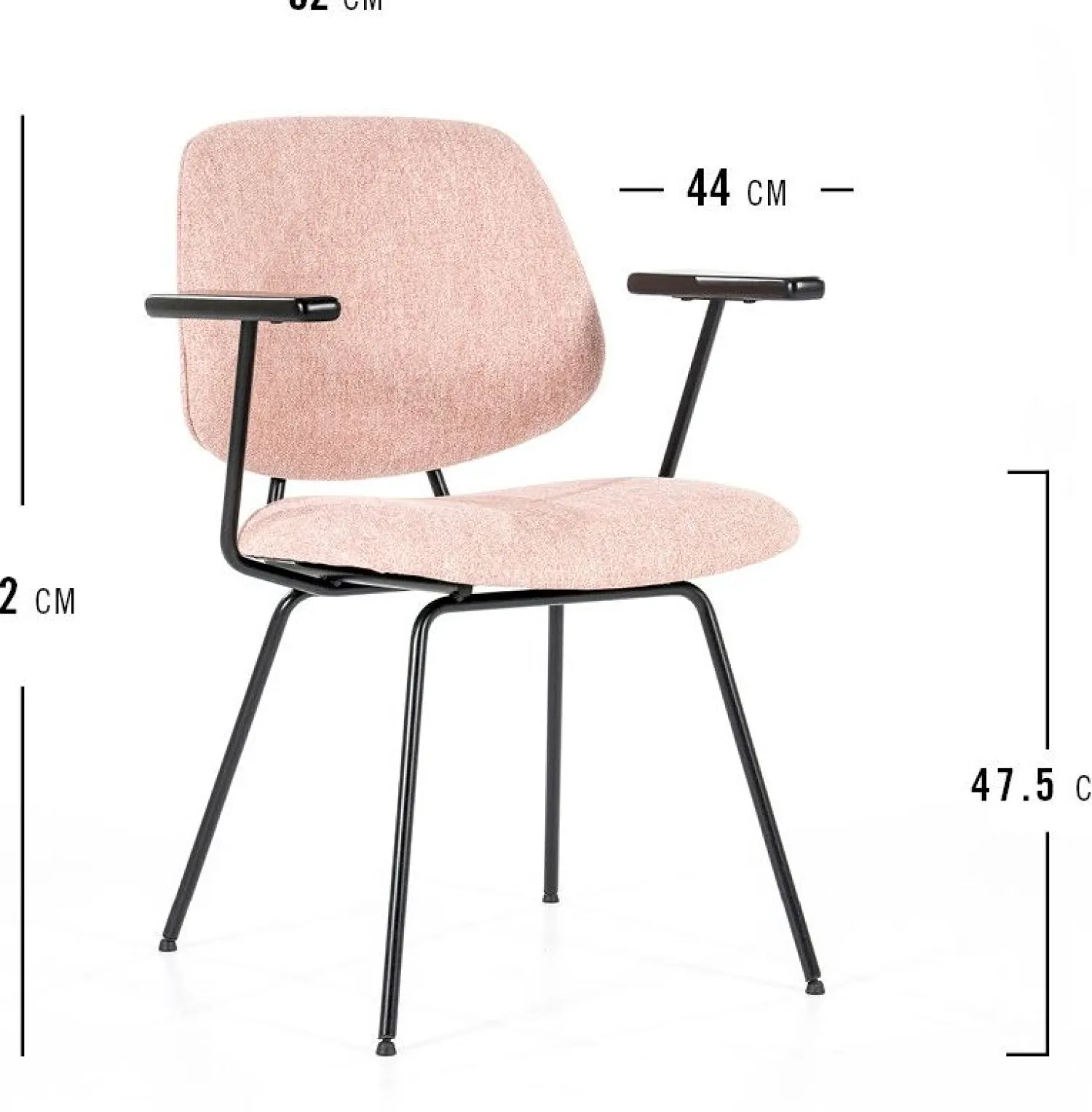 Eetkamerstoelen Met Armleuning-Eleonora Lynn Armstoel Roze