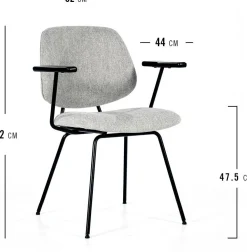 Eetkamerstoelen Met Armleuning-Eleonora Lynn Armstoel Grijs