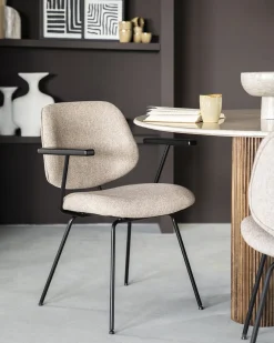 Eetkamerstoelen Met Armleuning-Eleonora Lynn Armstoel Grijs