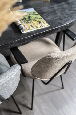 Eetkamerstoelen Met Armleuning-Eleonora Lynn Armstoel Beige
