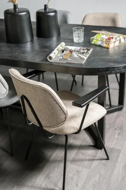 Eetkamerstoelen Met Armleuning-Eleonora Lynn Armstoel Beige