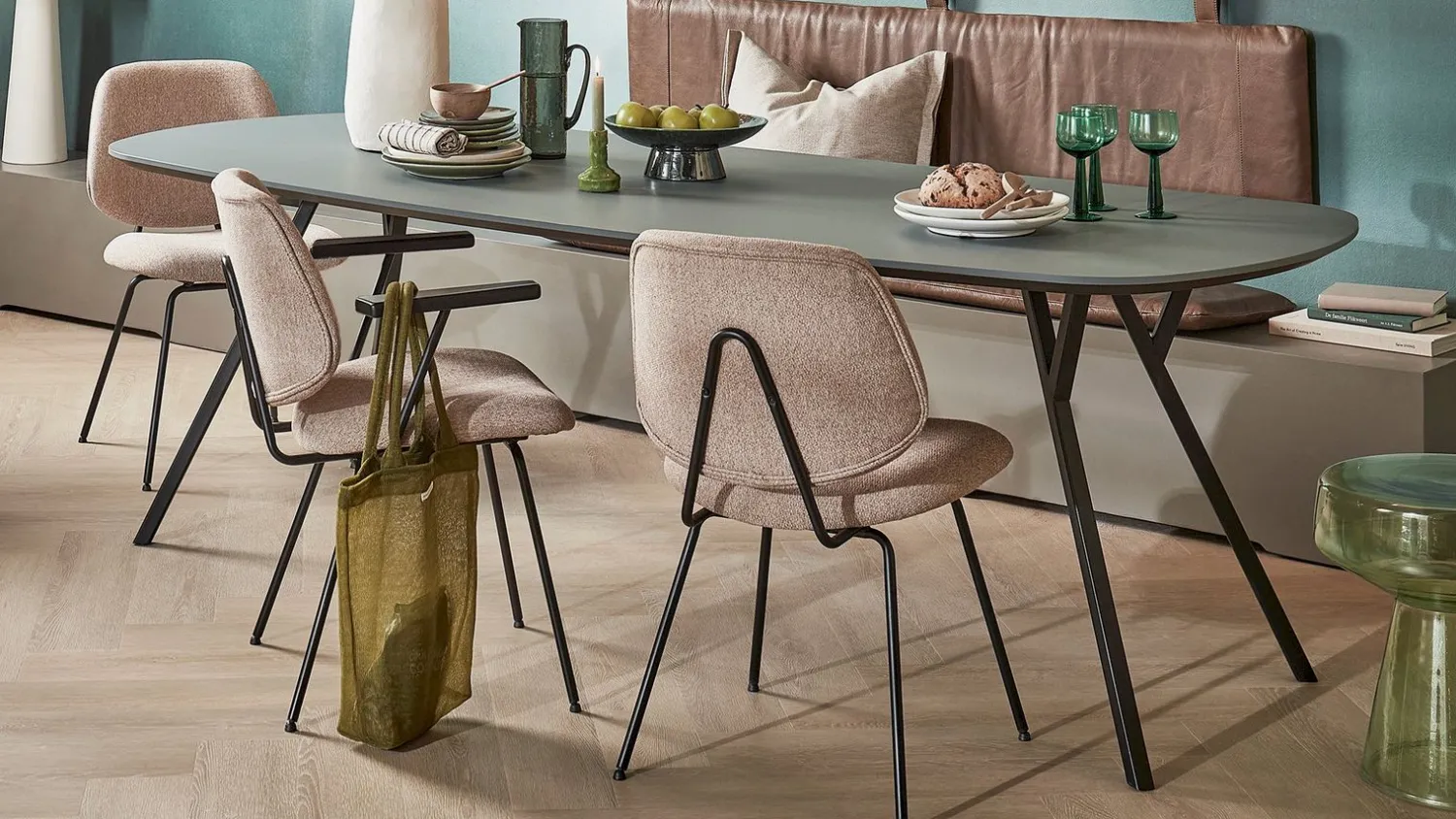 Eetkamerstoelen Zonder Armleuning-Eleonora Lynn Eetkamerstoel Beige