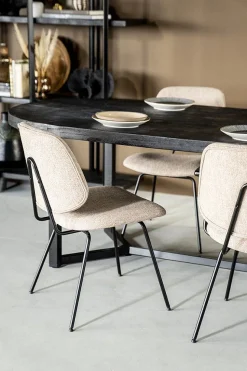 Eetkamerstoelen Zonder Armleuning-Eleonora Lynn Eetkamerstoel Beige