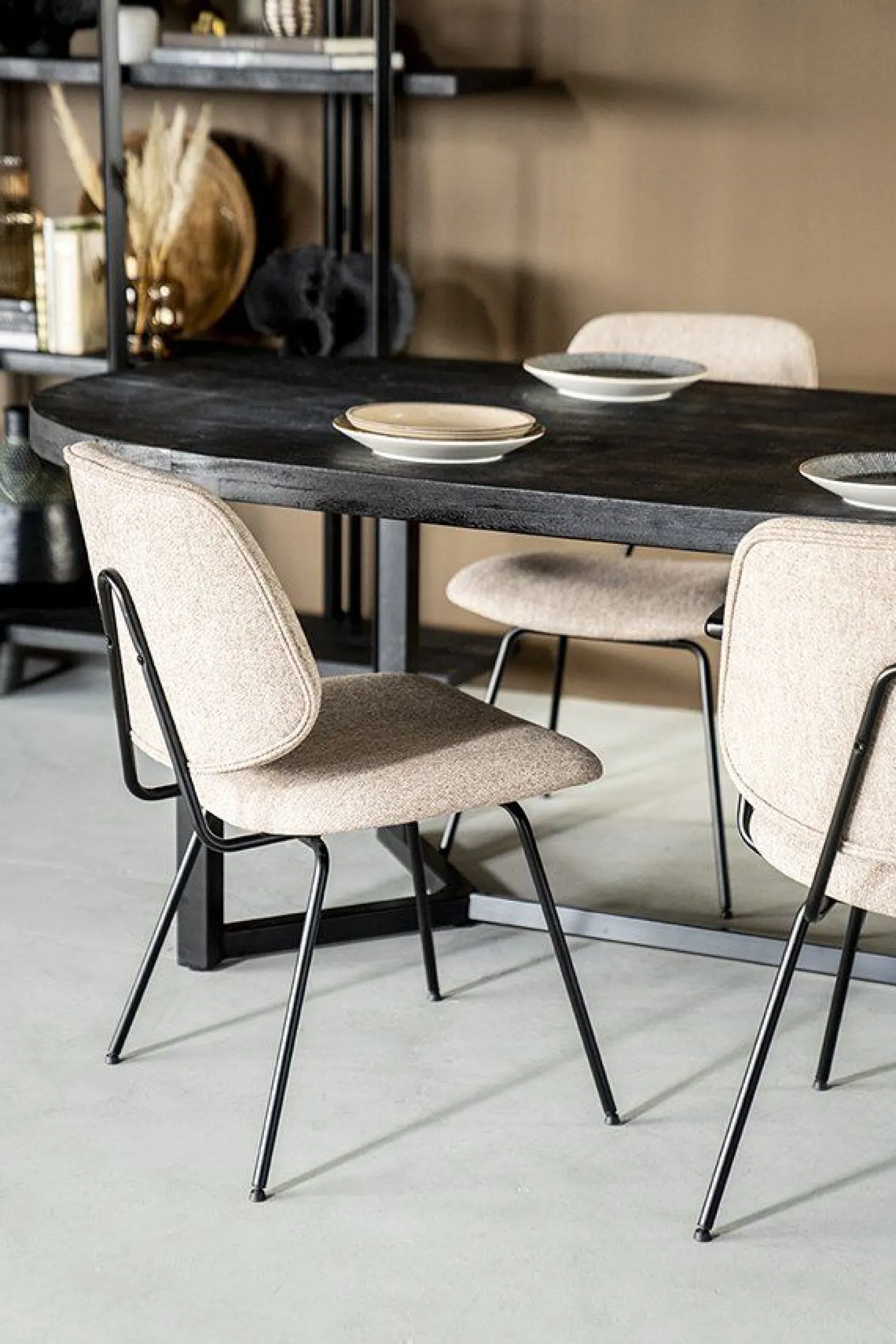 Eetkamerstoelen Zonder Armleuning-Eleonora Lynn Eetkamerstoel Beige