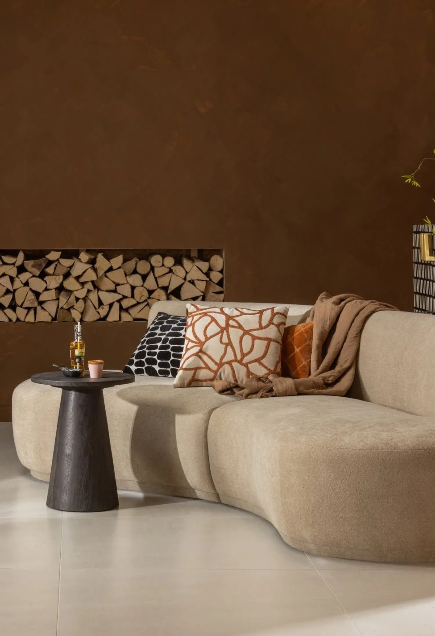 Ronde Salontafels-WOOOD Maan Salontafel Dark Brown