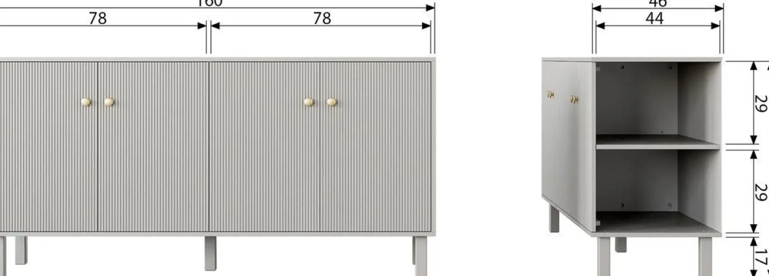 Dressoirs-WOOOD Madu Dressoir Cloud Grey