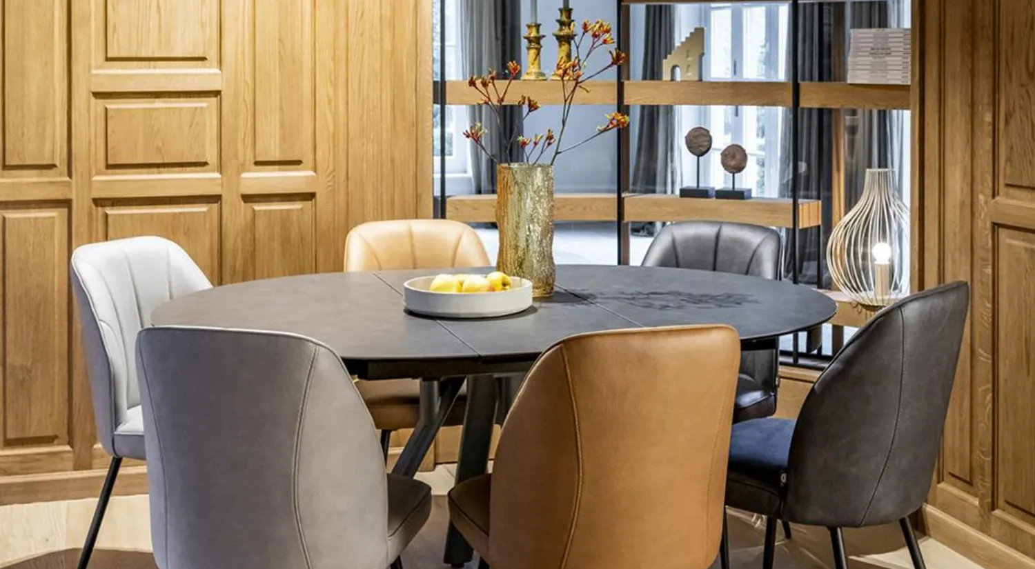 Uitschuifbare Eettafels|Ronde Eettafels-Henders en Hazel Magalo Eettafel Grafiet