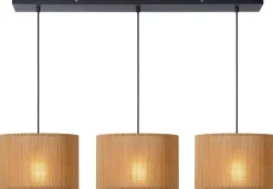 Hanglampen|Hanglampen-Lucide Magius Hanglamp Naturel, Zwart
