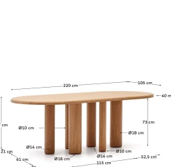 Houten Eettafels-Kave Home Mailen Eettafel Naturel
