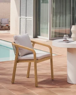 Tuinstoelen|Eetkamerstoelen Met Armleuning-Kave Home Malaret Tuinstoel Beige, Naturel
