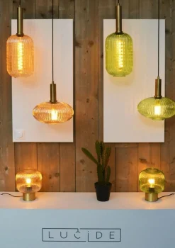 Glazen Hanglampen|Glazen Hanglampen-Lucide Maloto Hanglamp Goud