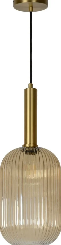 Glazen Hanglampen|Glazen Hanglampen-Lucide Maloto Hanglamp Goud