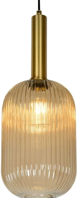 Glazen Hanglampen|Glazen Hanglampen-Lucide Maloto Hanglamp Goud