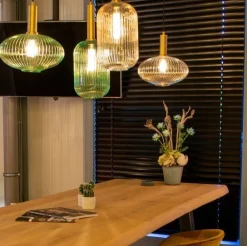 Glazen Hanglampen|Glazen Hanglampen-Lucide Maloto Hanglamp Groen