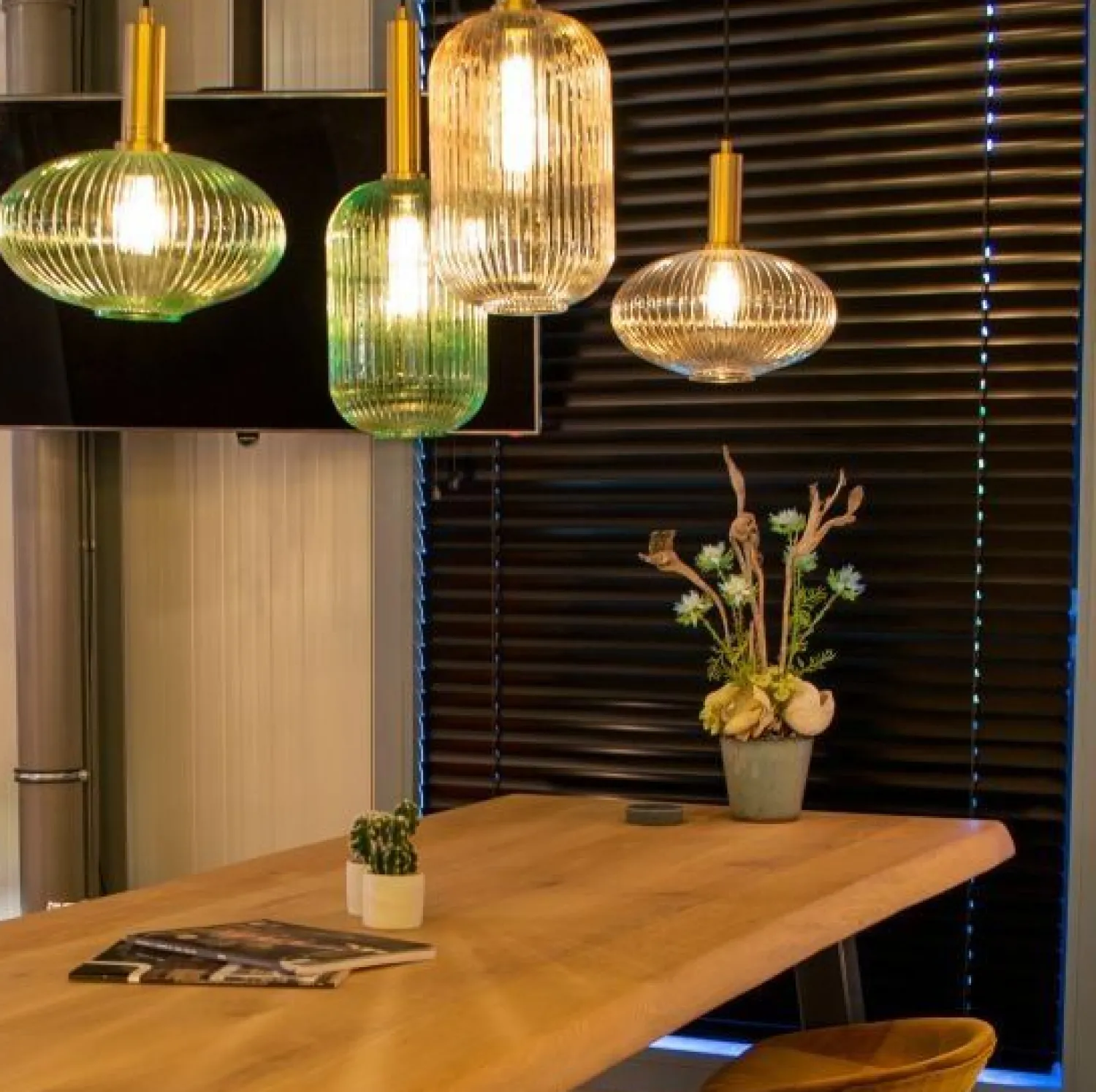 Glazen Hanglampen|Glazen Hanglampen-Lucide Maloto Hanglamp Groen