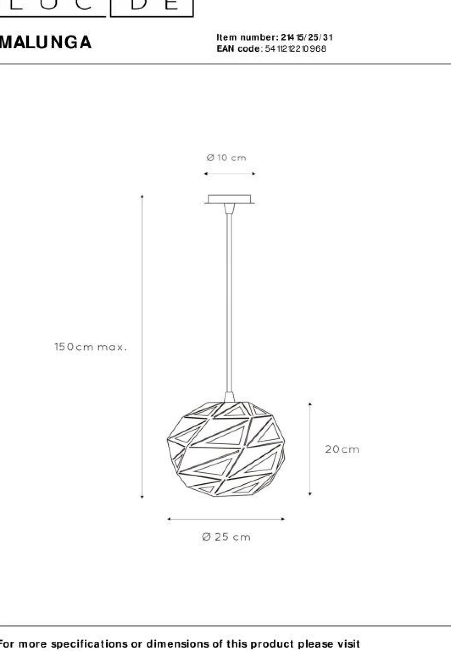 Moderne Hanglampen|Moderne Hanglampen-Lucide Malunga Hanglamp Wit