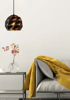Industriële Hanglampen|Industriële Hanglampen-Lucide Malunga Hanglamp Zwart, Goud