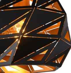 Industriële Hanglampen|Industriële Hanglampen-Lucide Malunga Hanglamp Zwart, Goud