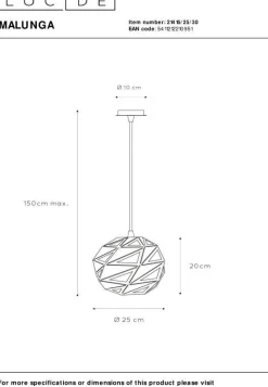 Industriële Hanglampen|Industriële Hanglampen-Lucide Malunga Hanglamp Zwart, Goud