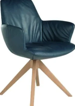 Design Stoelen|Draaibare Eetkamerstoelen-Bert Plantagie Maple Statief Armstoel Blauw