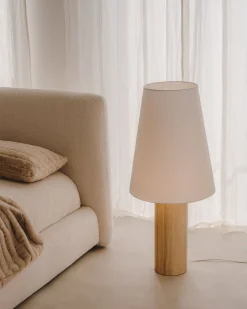 Houten Vloerlampen|Vloerlampen-Kave Home Marga Vloerlamp Naturel,Wit