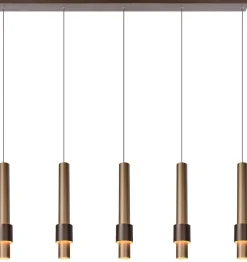 Hanglampen|Hanglampen-Lucide Margary Koffie Hanglamp Koffie, Goud
