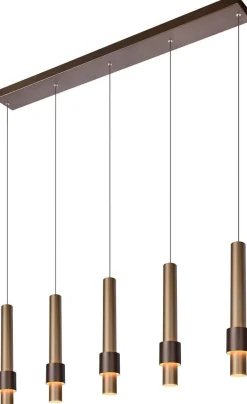 Hanglampen|Hanglampen-Lucide Margary Koffie Hanglamp Koffie, Goud