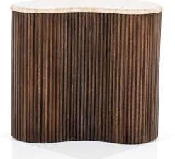 Houten Bijzettafels-Eleonora Mari Bijzettafel Beige, Bruin