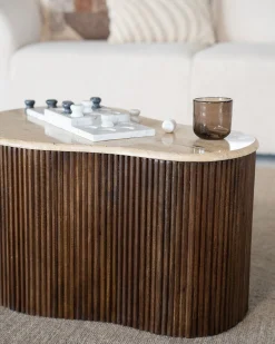 Houten Salontafels|Organische Salontafels-Eleonora Mari Salontafel Beige, Bruin