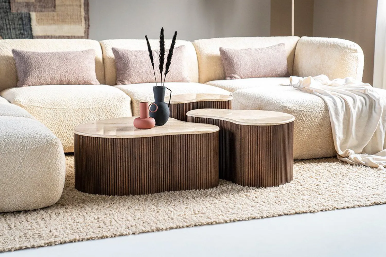 Houten Salontafels|Organische Salontafels-Eleonora Mari Salontafel Beige, Bruin
