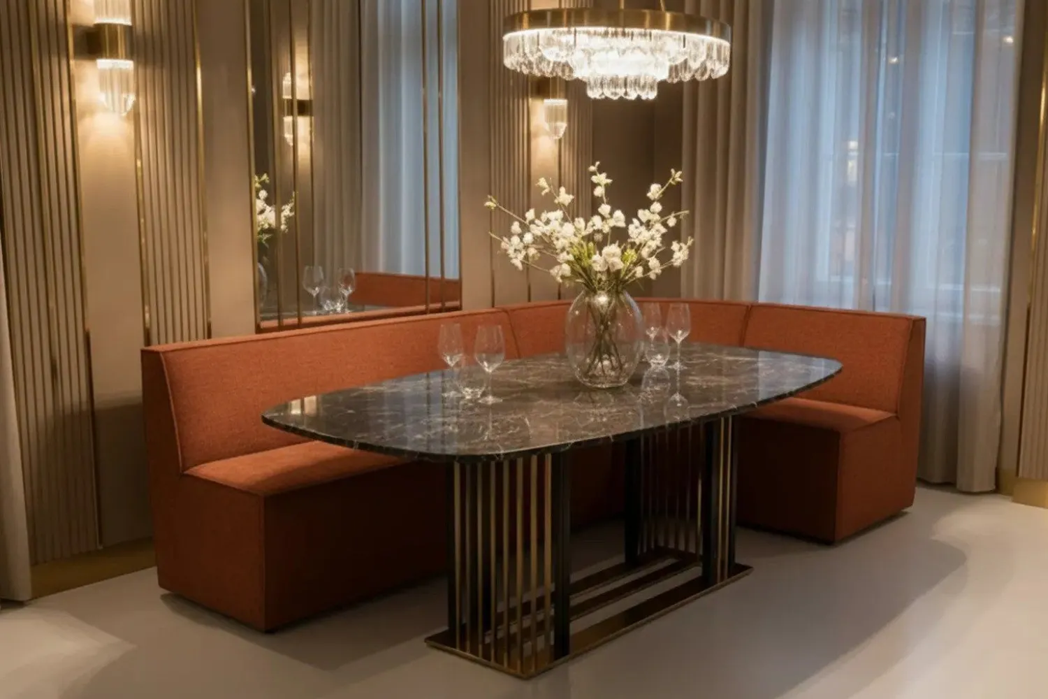 Stoffen Eetkamerbanken-Eijerkamp Collectie Marly Eetkamerbank Mocha Mousse