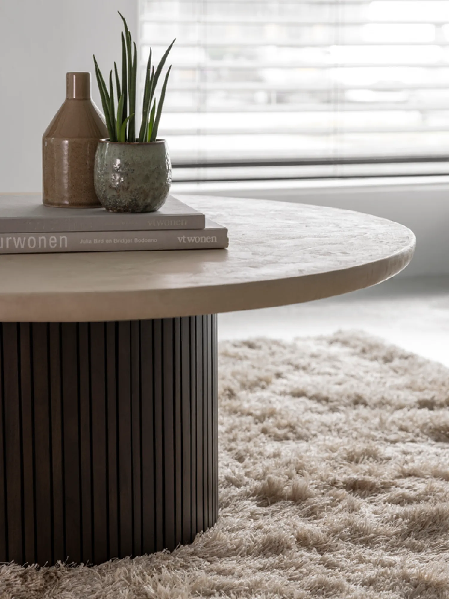 Ronde Salontafels-DTP Home Maroon Salontafel Naturel