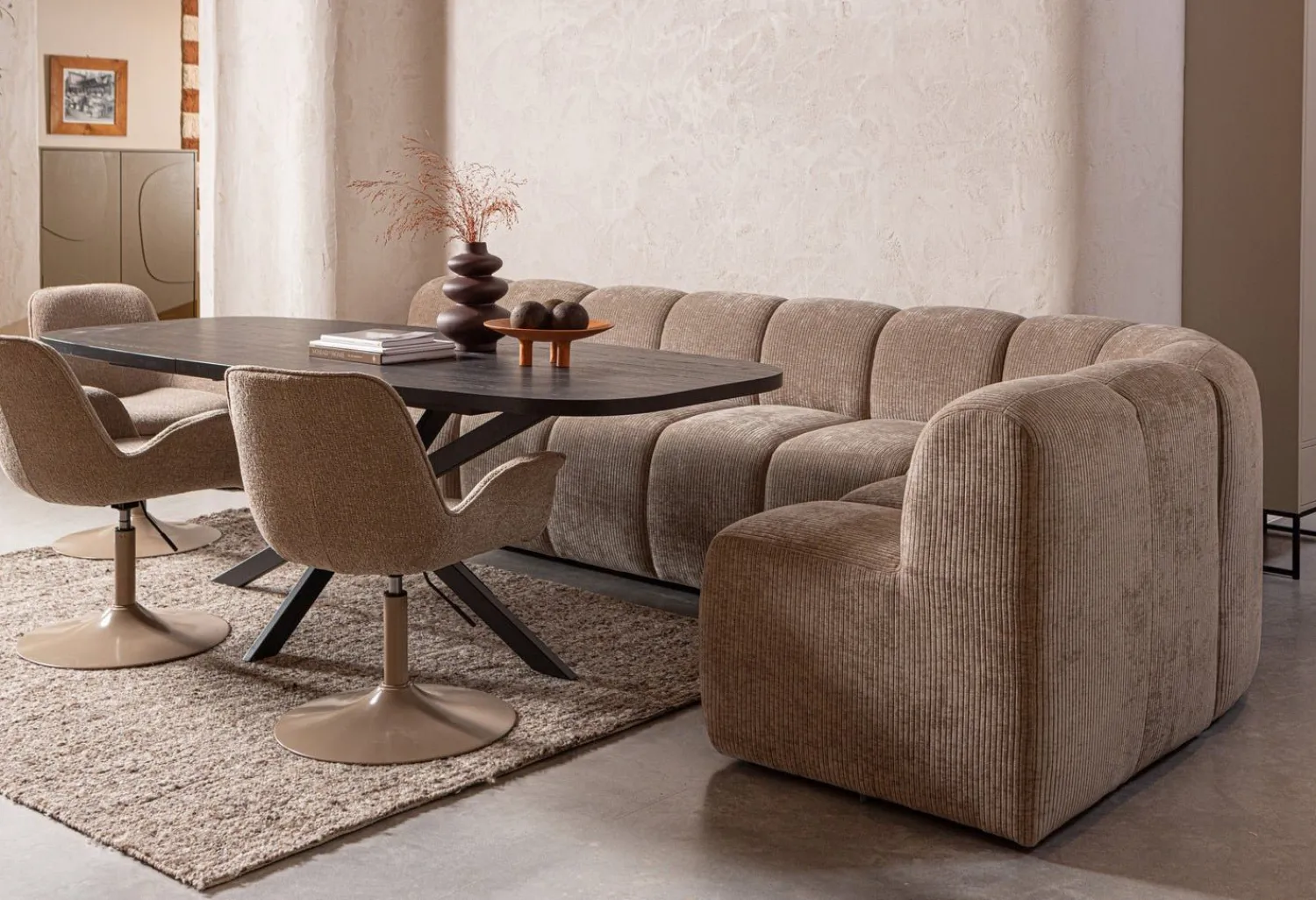 Eetkamerstoelen Met Armleuning-WOOOD Marten Eetkamerstoel Sand