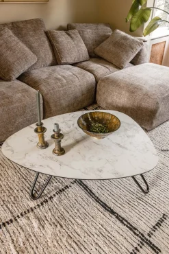 Marmeren Salontafels-XOOON Masura Laag Salontafel Wit marmer
