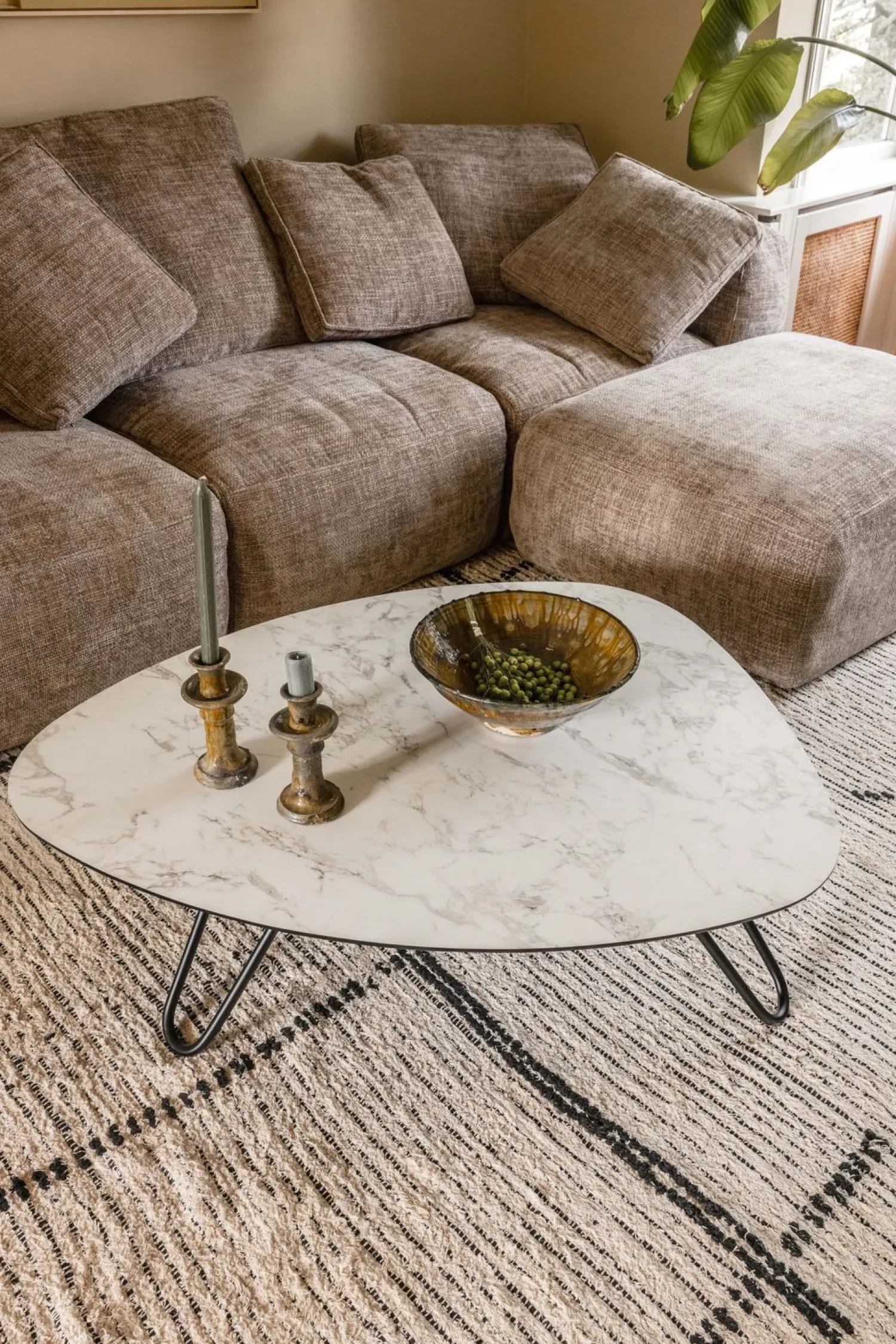 Marmeren Salontafels-XOOON Masura Laag Salontafel Wit marmer