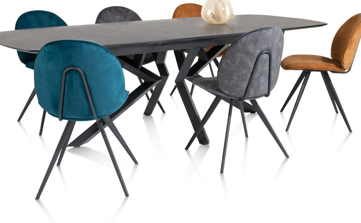 Houten Eettafels|Uitschuifbare Eettafels-XOOON Masura Uitschuifbaar Eettafel Antraciet