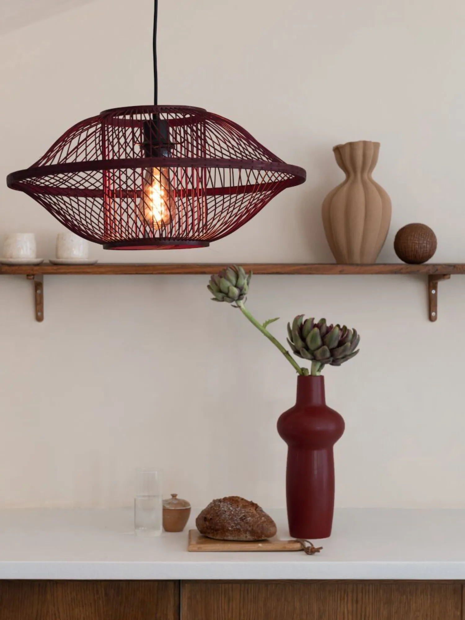 Hanglampen|Hanglampen-Good&Mojo Maui Hanglamp Burgundy