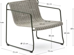 Tuinstoelen-Kave Home Maurina Outdoor Fauteuil Grijs, Groen