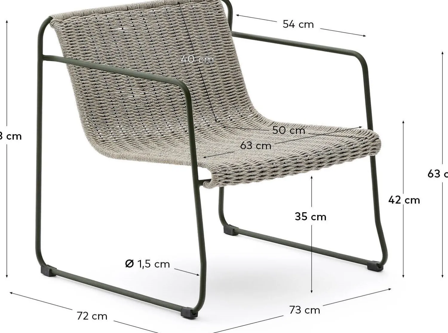 Tuinstoelen-Kave Home Maurina Outdoor Fauteuil Grijs, Groen