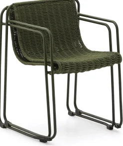 Tuinstoelen|Eetkamerstoelen Met Armleuning-Kave Home Maurina Tuinstoel Donkergroen