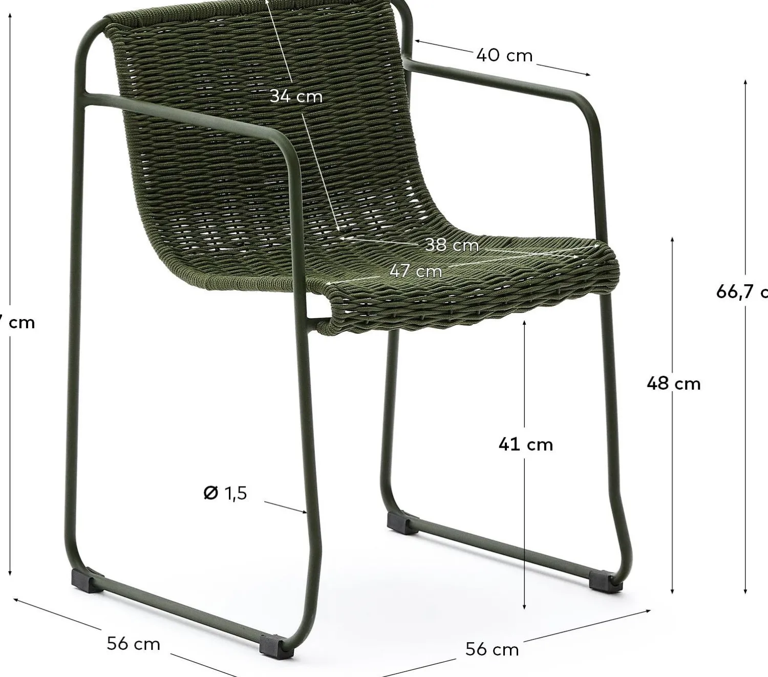 Tuinstoelen|Eetkamerstoelen Met Armleuning-Kave Home Maurina Tuinstoel Donkergroen