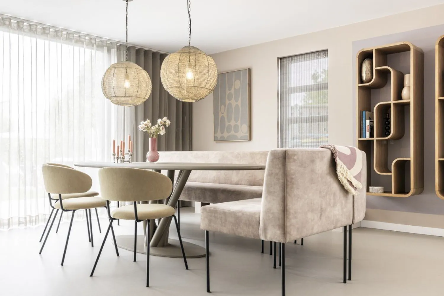 Industriële Hanglampen|Industriële Hanglampen-Dutchbone Meezan M Hanglamp Sand Grey