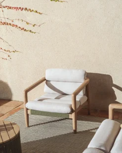 Tuinstoelen-Kave Home Menfi Outdoor Fauteuil Beige, Groen